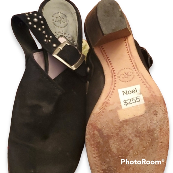 Johnson & Murphy Black Suede Studded Strap Mules - Picture 2 of 3